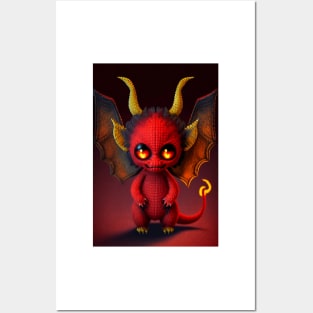 Cute Little Knitted Devil Doll Posters and Art